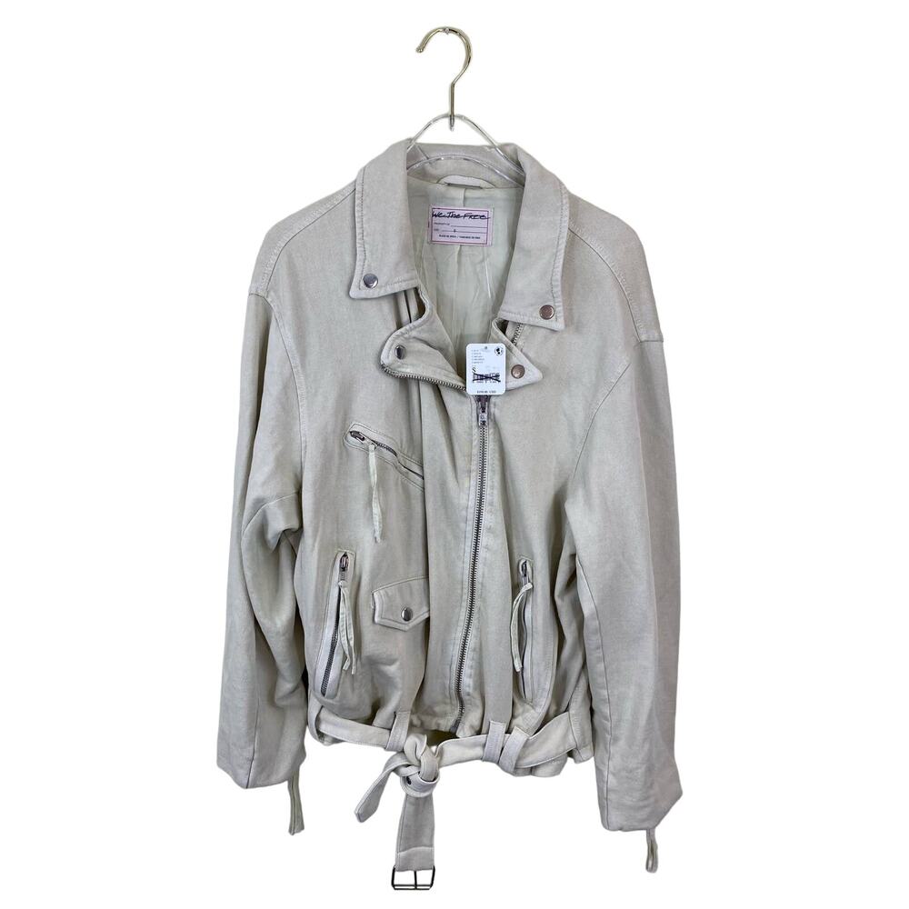 Free people rebel rebel knit moto jacket cream size small - Picture 4 of 6